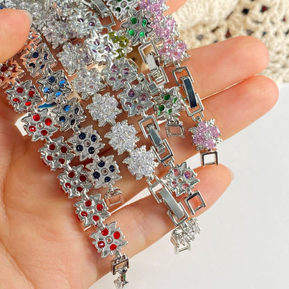 Sweet Style Fireworks Bracelets With Waterproof Non Tarnish Brass, Real Gold Plated Chain And Zircon Inlay