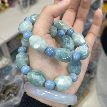 Polished Natural Stone Sea Beads Featuring March Birthstone Aquamarine, 1 Piece