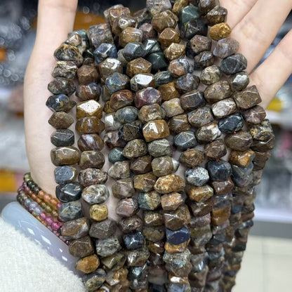 Handmade Natural Stone Beads With Crystal Inlay, 6 Mm Diameter For Jewelry Making