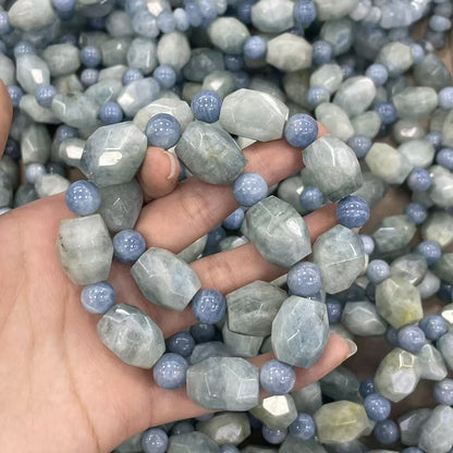 Polished Natural Stone Sea Beads Featuring March Birthstone Aquamarine, 1 Piece