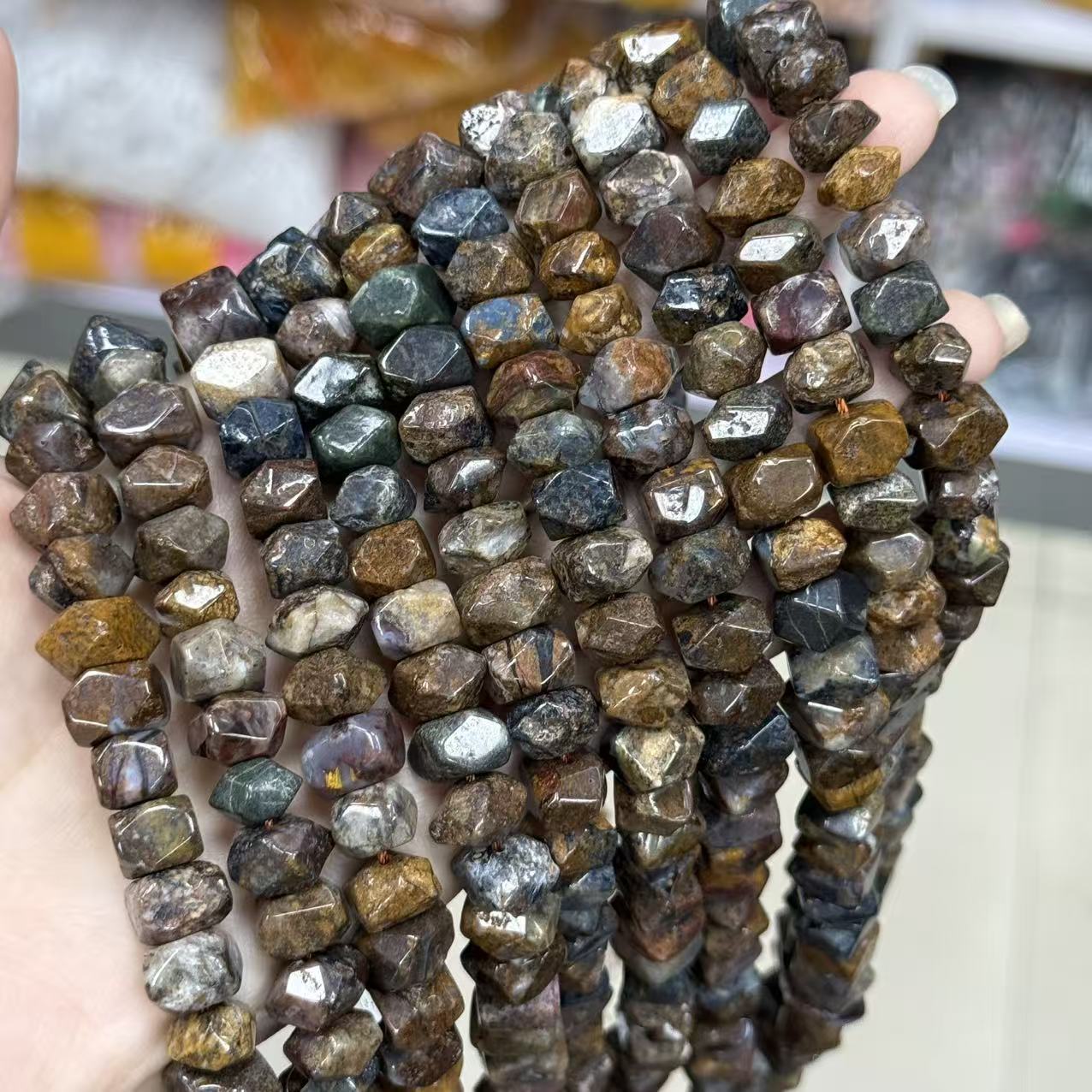Handmade Natural Stone Beads With Crystal Inlay, 6 Mm Diameter For Jewelry Making
