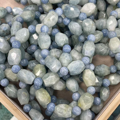 Polished Natural Stone Sea Beads Featuring March Birthstone Aquamarine, 1 Piece