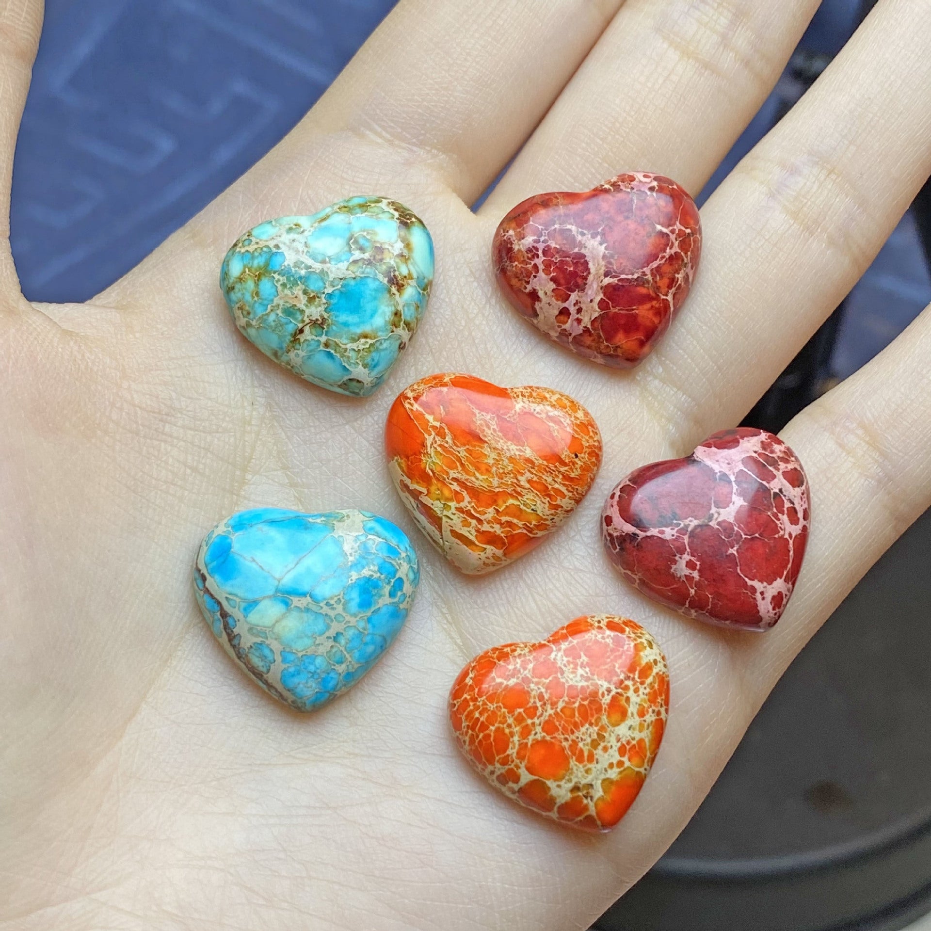 Heart Shape Natural Stone Beads Featuring Inlay Craftsmanship, Available In Natural Colour For Jewelry Making