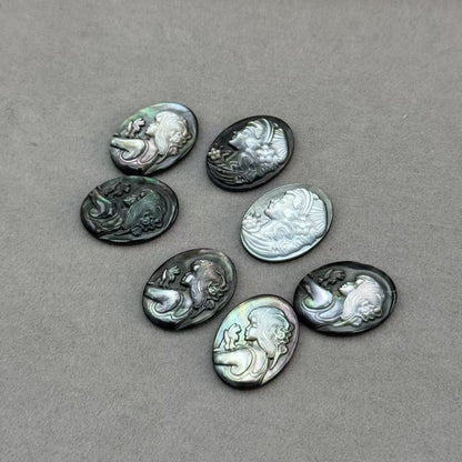 1 PCS Dyed Black Shell Bead Featuring Baroque Style Carving For Jewelry Making