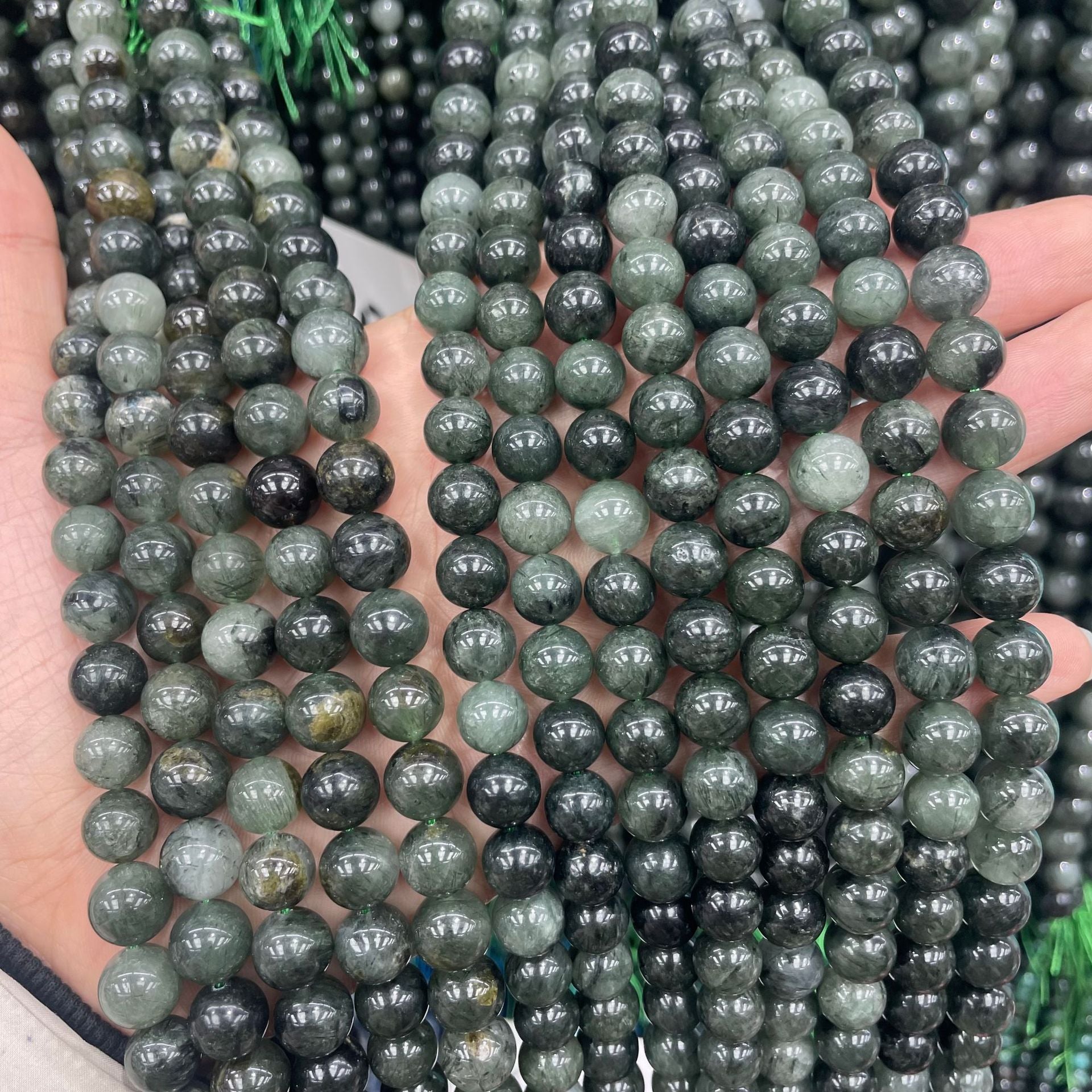 Handmade Natural Stone Beads For Jewelry Making, 6 Mm Diameter, Dark Green Color