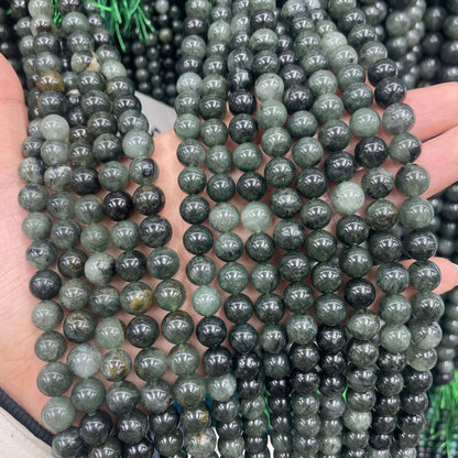 Handmade Natural Stone Beads For Jewelry Making, 6 Mm Diameter, Dark Green Color