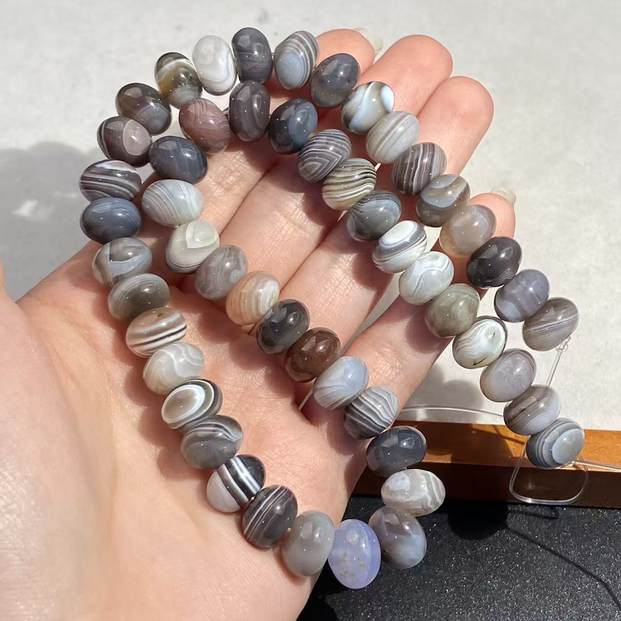 Polished Natural Agate Beads For Jewelry Making, Diameter 8mm, Featuring Baroque Style