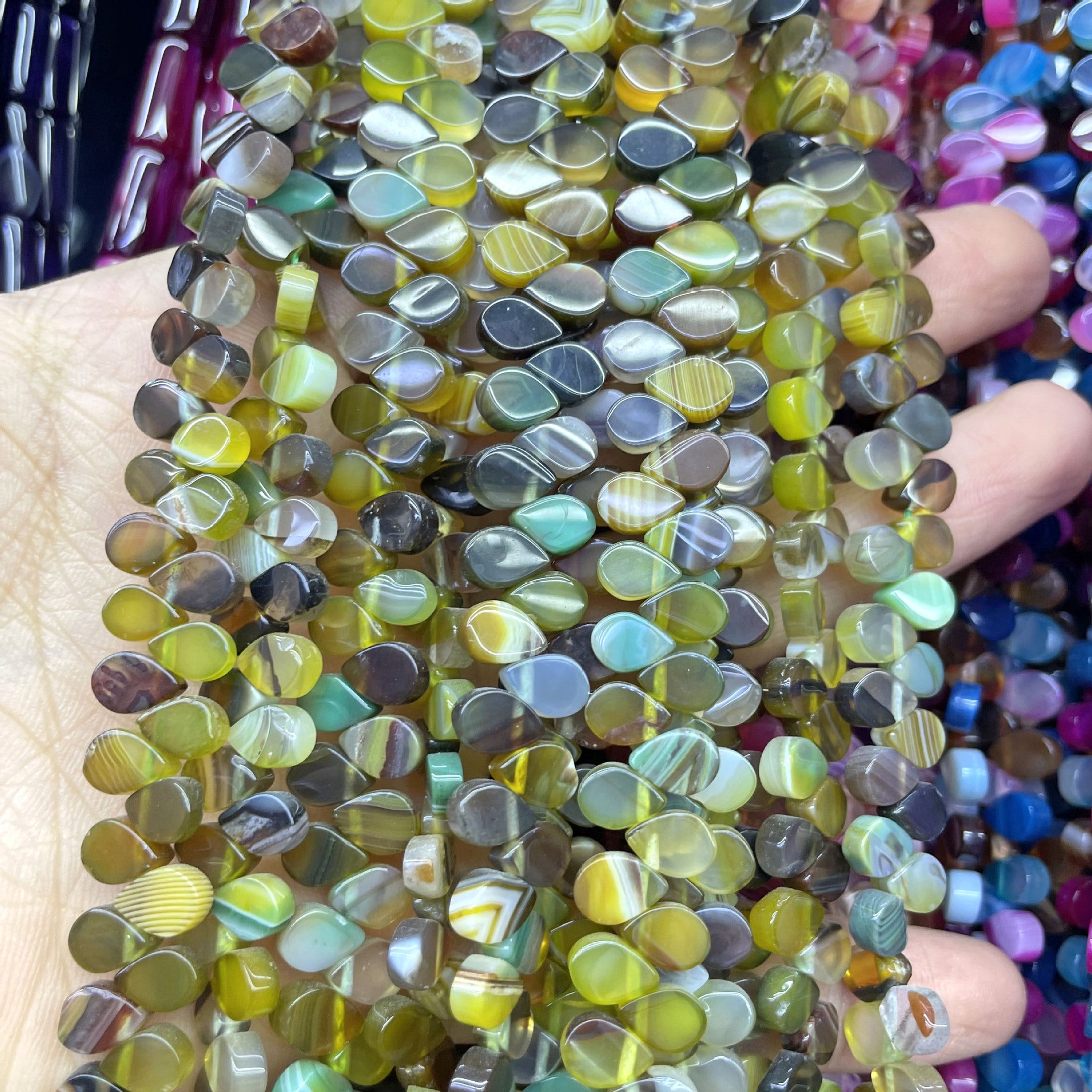 Natural Green Agate Totem Beads With 5mm Diameter, Featuring Precise Cutting Craft For Jewelry Making