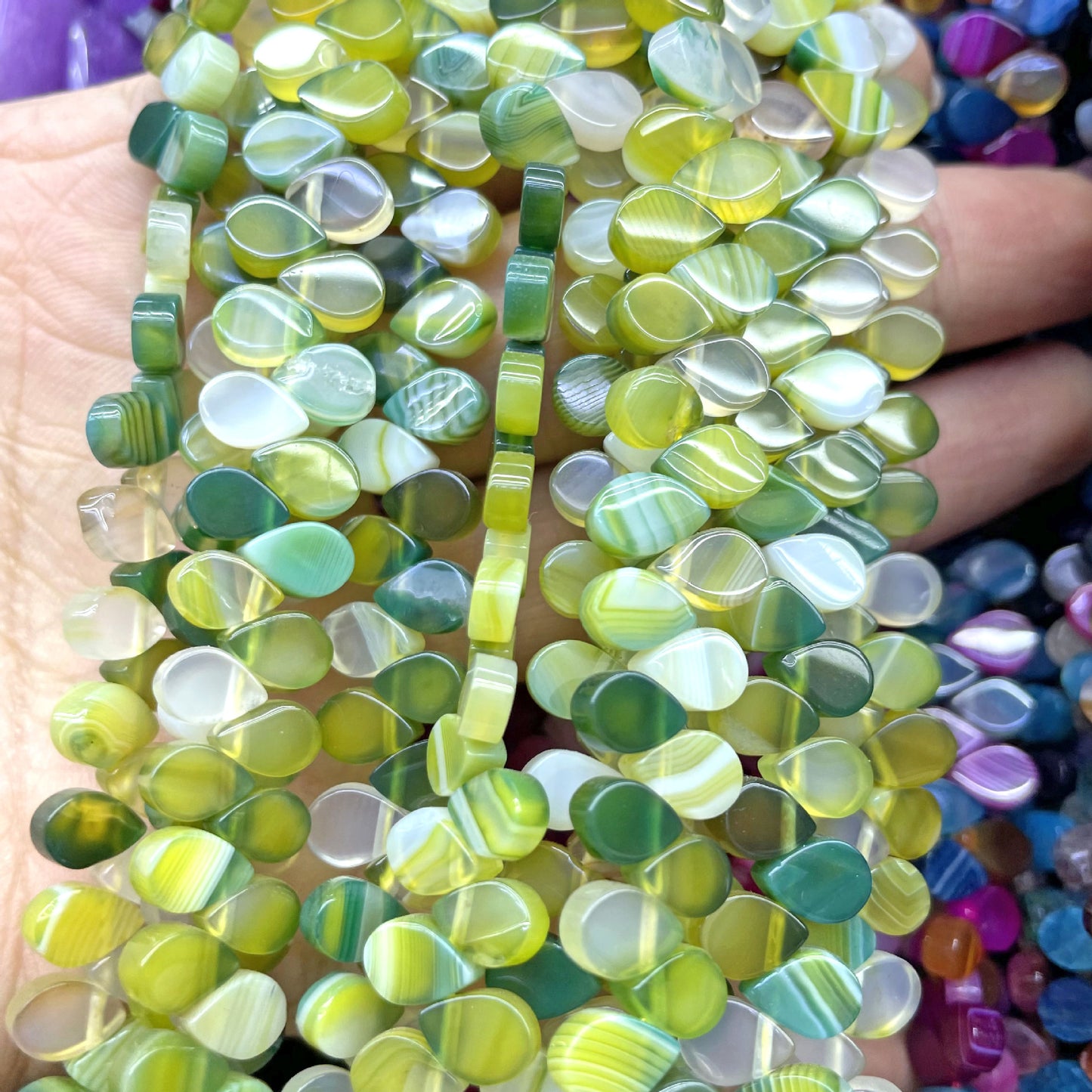Natural Green Agate Totem Beads With 5mm Diameter, Featuring Precise Cutting Craft For Jewelry Making