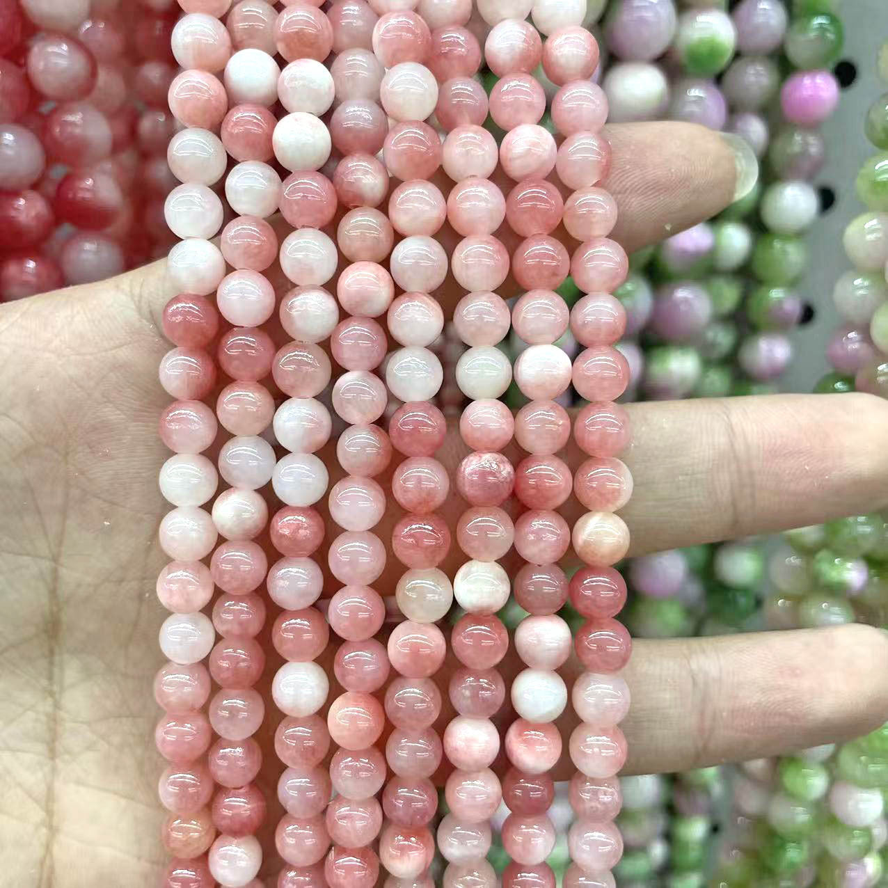 Natural Stone Beads For Jewelry Making, Diameter 4mm, Featuring Cutting Craftsmanship In Natural Pink