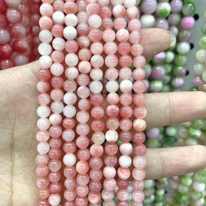 Natural Stone Beads For Jewelry Making, Diameter 4mm, Featuring Cutting Craftsmanship In Natural Pink