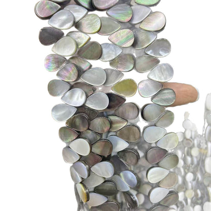 Handmade Water Droplets Shell Beads In Dyed Black, Natural Material For Jewelry Making