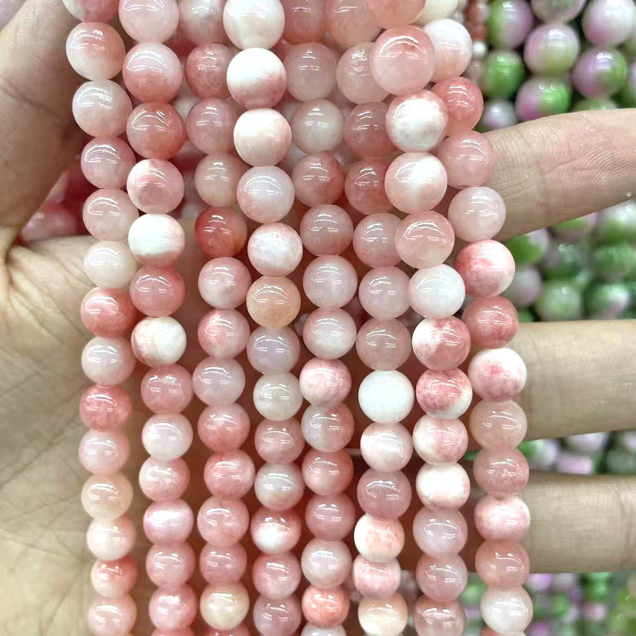 Natural Stone Beads For Jewelry Making, Diameter 4mm, Featuring Cutting Craftsmanship In Natural Pink