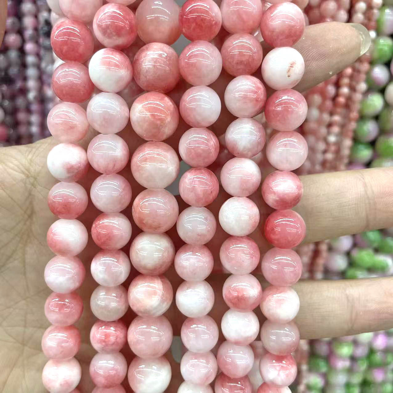 Natural Stone Beads For Jewelry Making, Diameter 4mm, Featuring Cutting Craftsmanship In Natural Pink