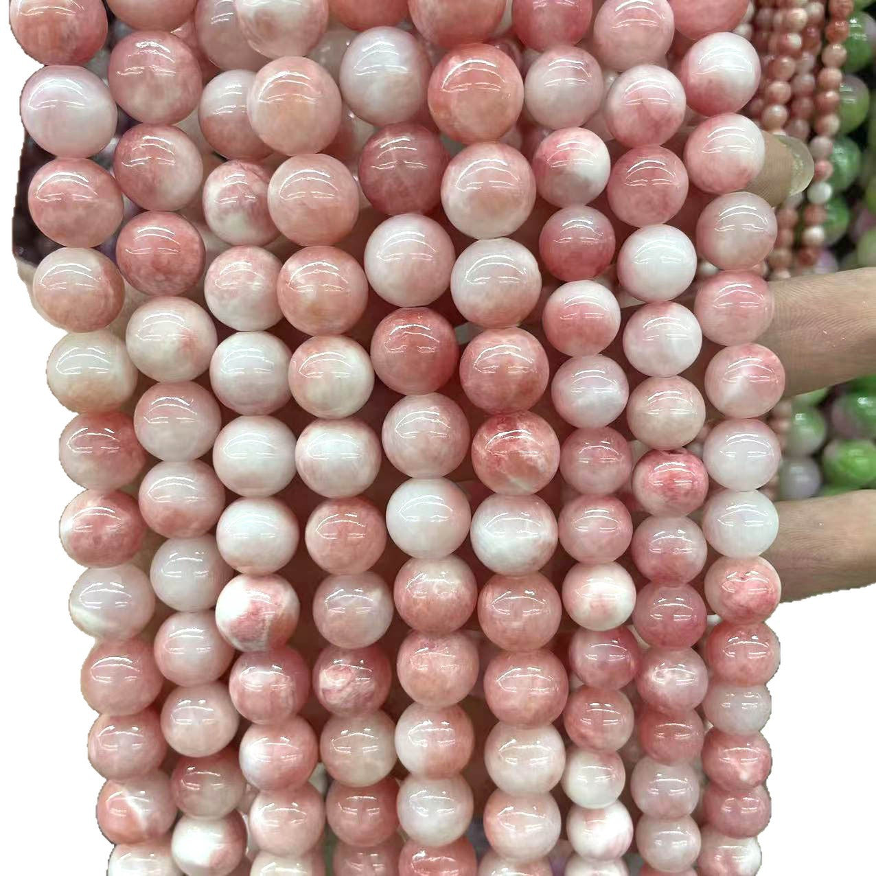 Natural Stone Beads For Jewelry Making, Diameter 4mm, Featuring Cutting Craftsmanship In Natural Pink