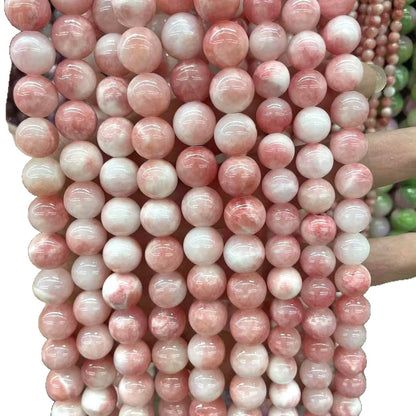 Natural Stone Beads For Jewelry Making, Diameter 4mm, Featuring Cutting Craftsmanship In Natural Pink