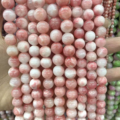 Natural Stone Beads For Jewelry Making, Diameter 4mm, Featuring Cutting Craftsmanship In Natural Pink