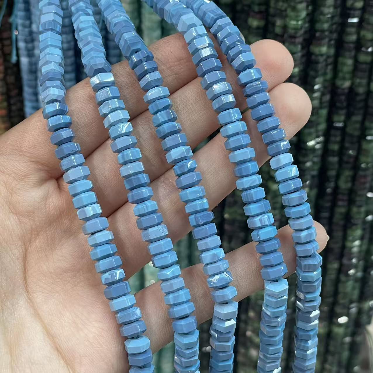 Faceted Natural Stone Turquoise Beads For Jewelry Making, Diameter 3mm, Hole Size 3~3.9mm, Featuring Precise Cutting