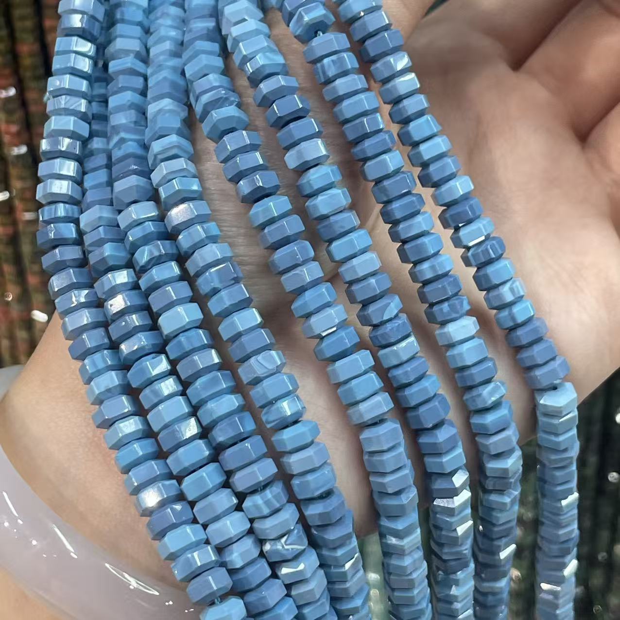 Faceted Natural Stone Turquoise Beads For Jewelry Making, Diameter 3mm, Hole Size 3~3.9mm, Featuring Precise Cutting