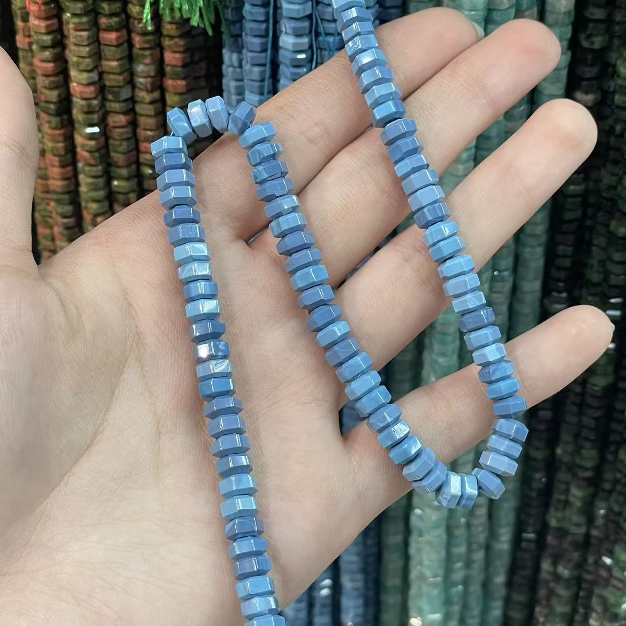 Faceted Natural Stone Turquoise Beads For Jewelry Making, Diameter 3mm, Hole Size 3~3.9mm, Featuring Precise Cutting