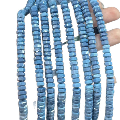 Faceted Natural Stone Turquoise Beads For Jewelry Making, Diameter 3mm, Hole Size 3~3.9mm, Featuring Precise Cutting