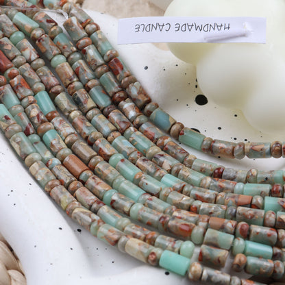 Handmade Natural Stone Beads With Snake Skin Jasper Inlay, Hole Size 6~9.9mm For Jewelry Making