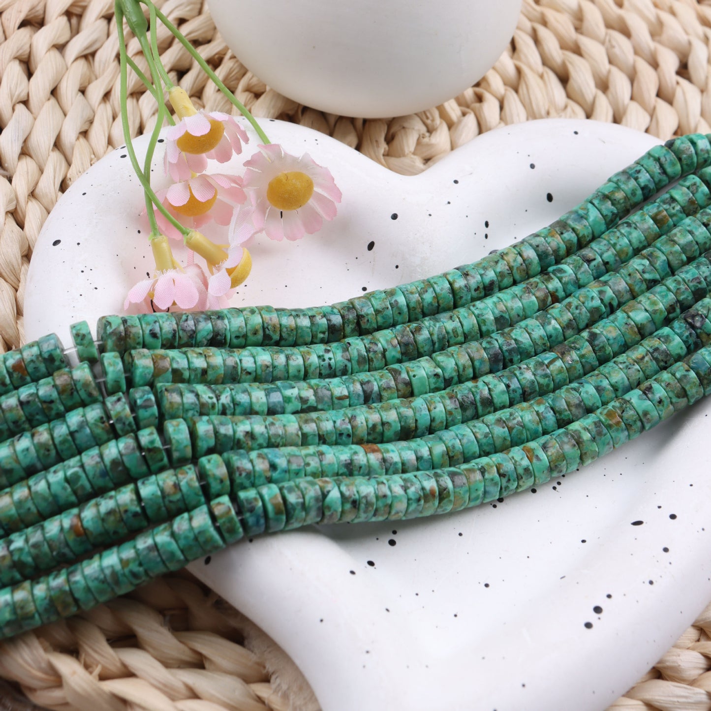 Handmade Natural Stone Spacer Bars In Vintage Style, Originating From Africa For Unique Jewelry Making