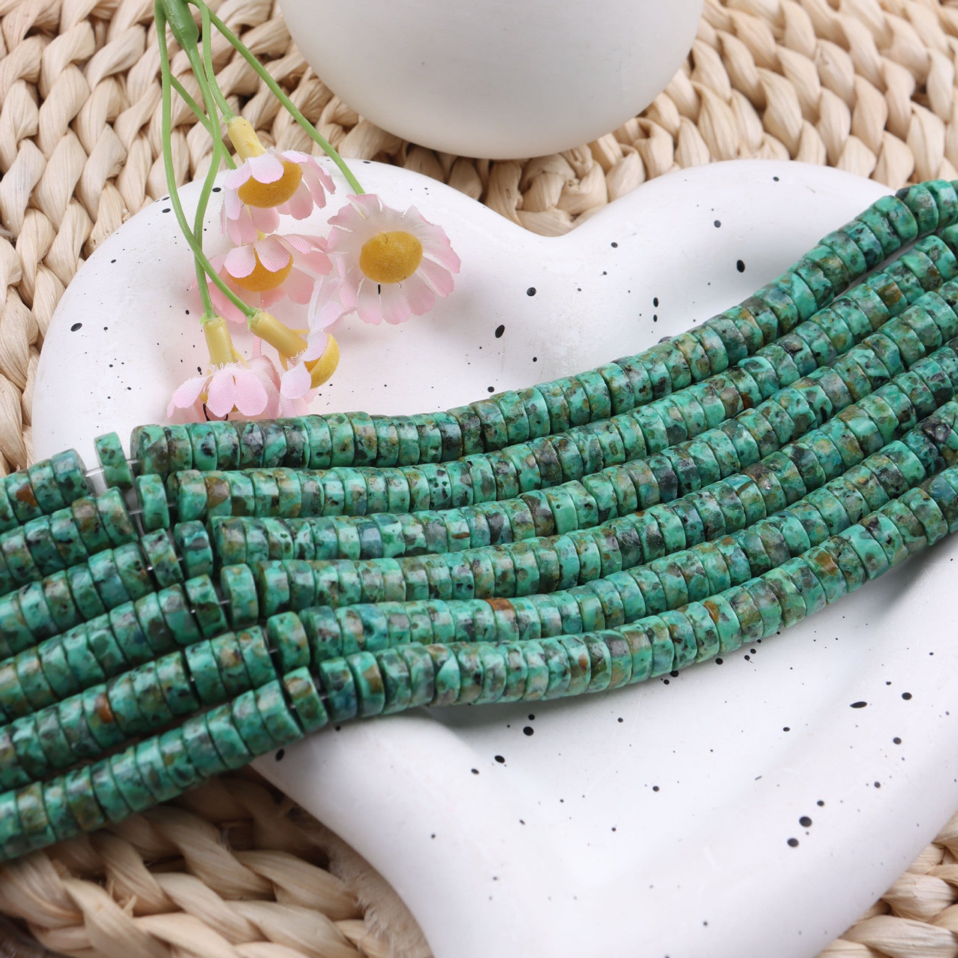 Handmade Natural Stone Spacer Bars In Vintage Style, Originating From Africa For Unique Jewelry Making