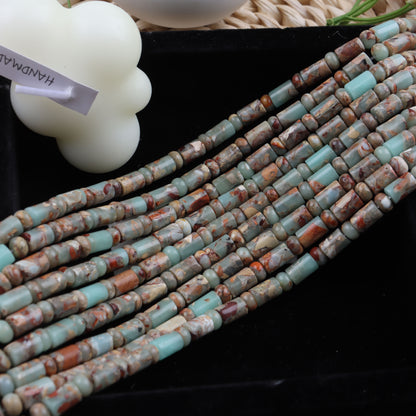 Handmade Natural Stone Beads With Snake Skin Jasper Inlay, Hole Size 6~9.9mm For Jewelry Making