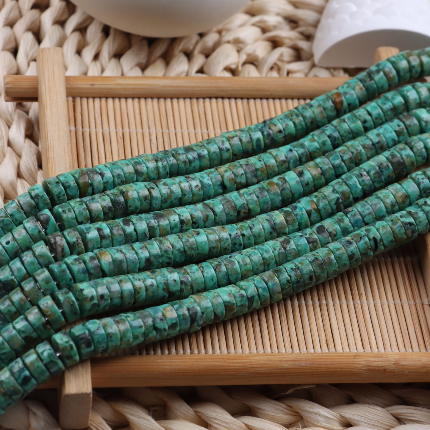 Handmade Natural Stone Spacer Bars In Vintage Style, Originating From Africa For Unique Jewelry Making