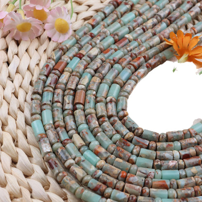 Handmade Natural Stone Beads With Snake Skin Jasper Inlay, Hole Size 6~9.9mm For Jewelry Making