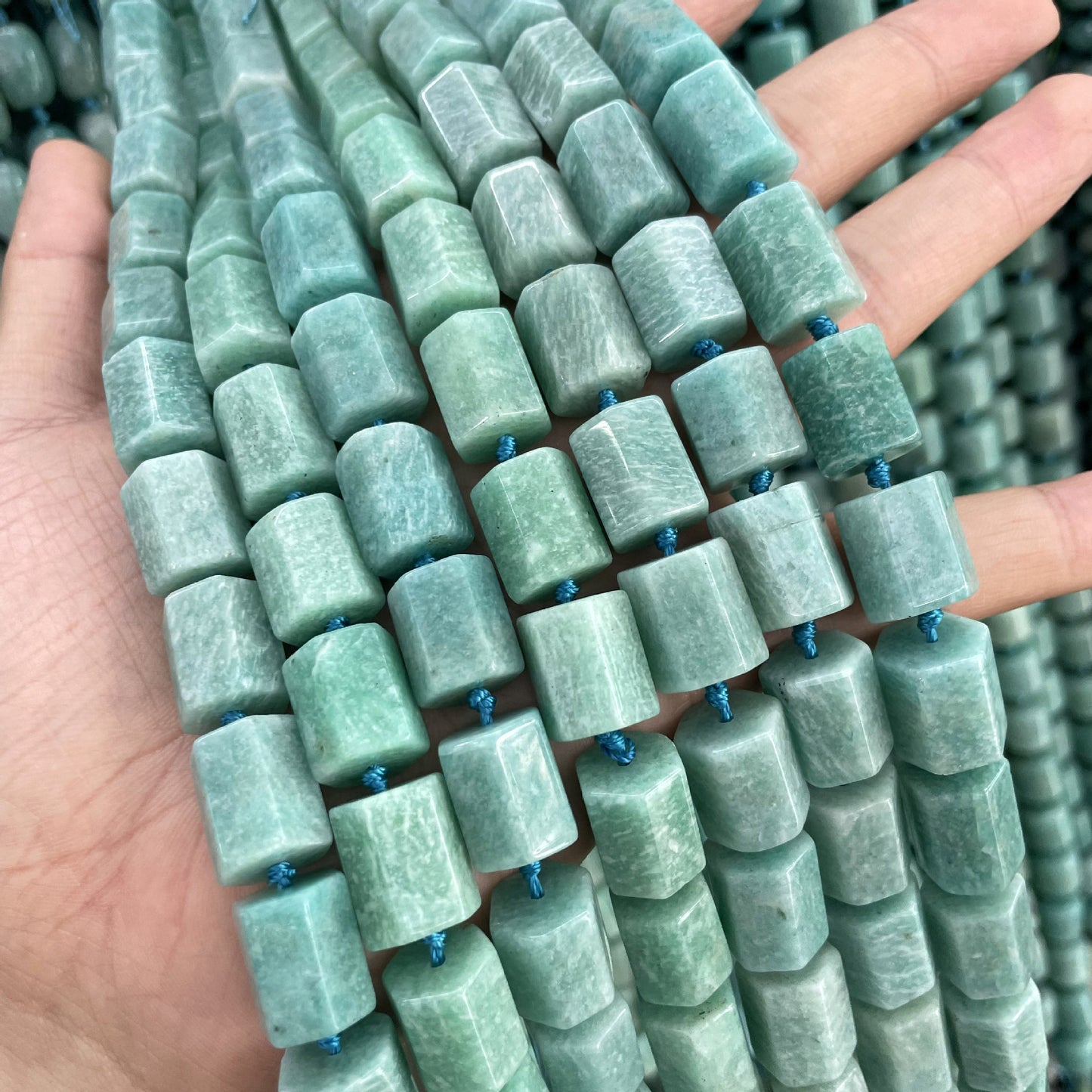Polished Natural Stone Beads With Amazonite Inlay, Handmade Jewelry Making Beads