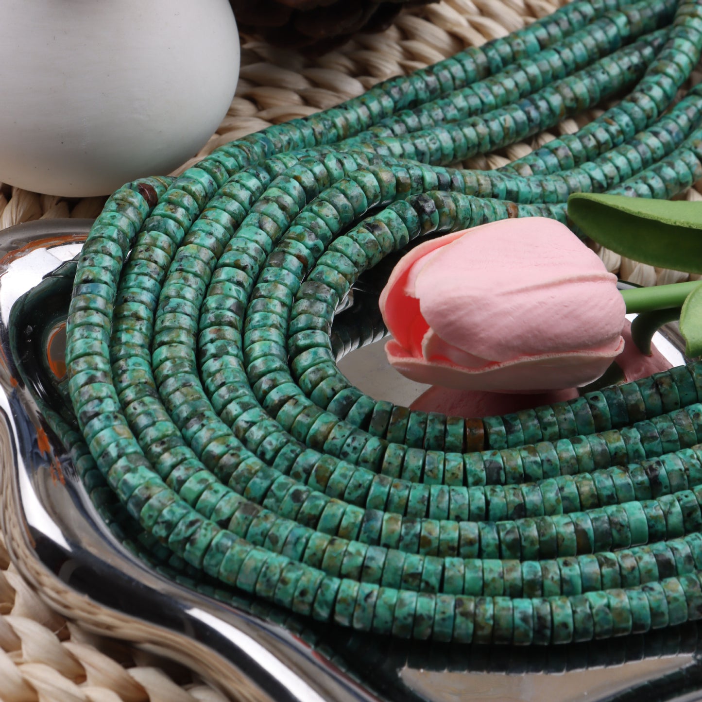 Handmade Natural Stone Spacer Bars In Vintage Style, Originating From Africa For Unique Jewelry Making
