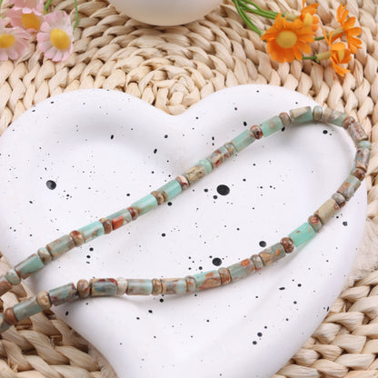 Handmade Natural Stone Beads With Snake Skin Jasper Inlay, Hole Size 6~9.9mm For Jewelry Making