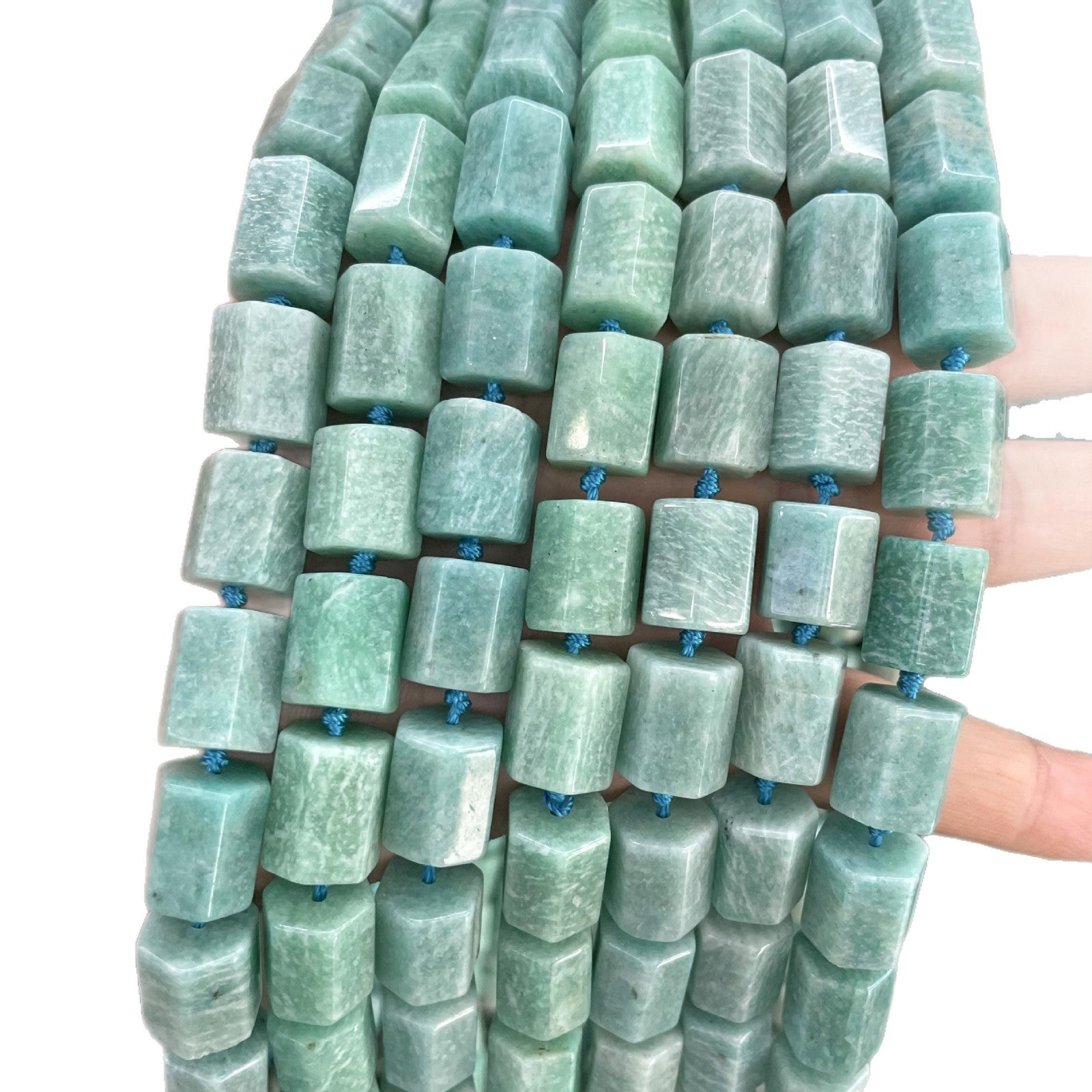 Polished Natural Stone Beads With Amazonite Inlay, Handmade Jewelry Making Beads
