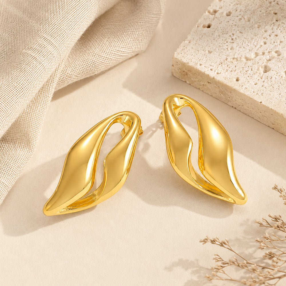 Geometric Stud Earrings For Women, Waterproof Non Tarnish 304 Stainless Steel With 0.03µm PVD Coated 18K Real Gold Plated