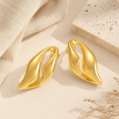Geometric Stud Earrings For Women, Waterproof Non Tarnish 304 Stainless Steel With 0.03µm PVD Coated 18K Real Gold Plated