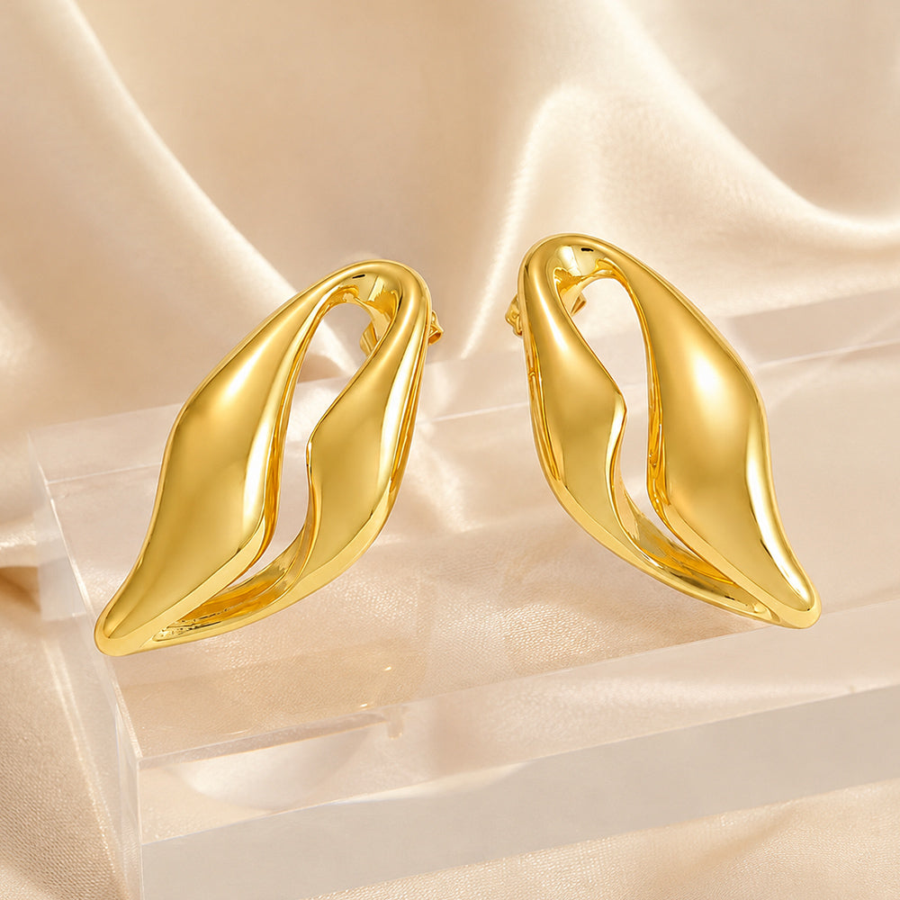 Geometric Stud Earrings For Women, Waterproof Non Tarnish 304 Stainless Steel With 0.03µm PVD Coated 18K Real Gold Plated