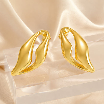 Geometric Stud Earrings For Women, Waterproof Non Tarnish 304 Stainless Steel With 0.03µm PVD Coated 18K Real Gold Plated