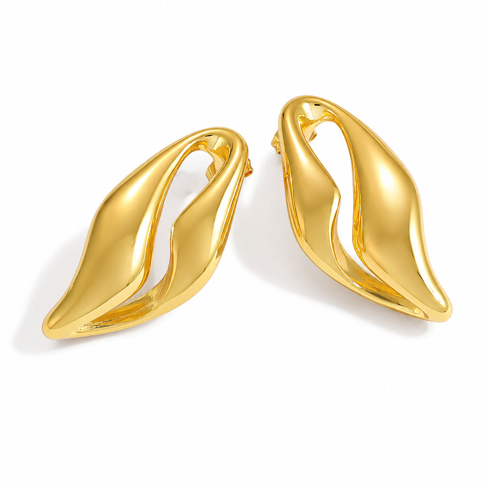Geometric Stud Earrings For Women, Waterproof Non Tarnish 304 Stainless Steel With 0.03µm PVD Coated 18K Real Gold Plated
