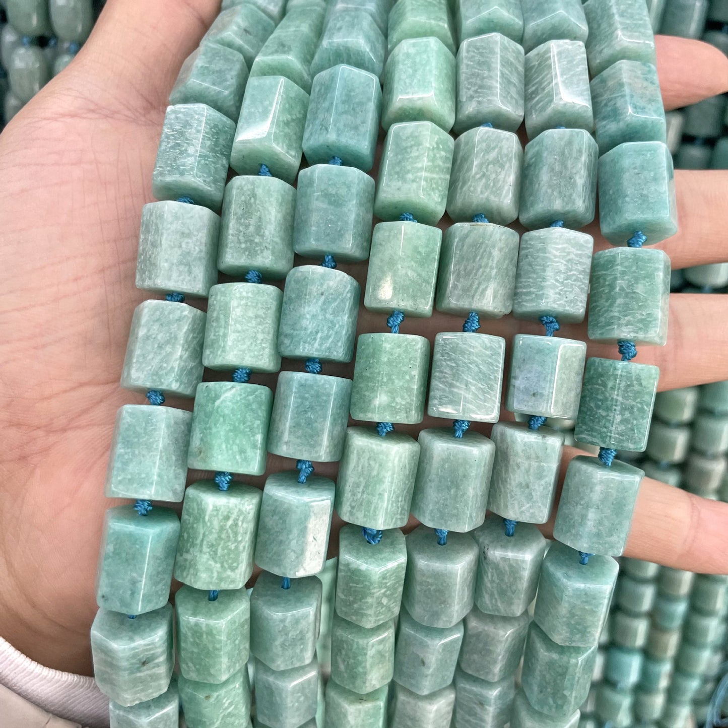 Polished Natural Stone Beads With Amazonite Inlay, Handmade Jewelry Making Beads