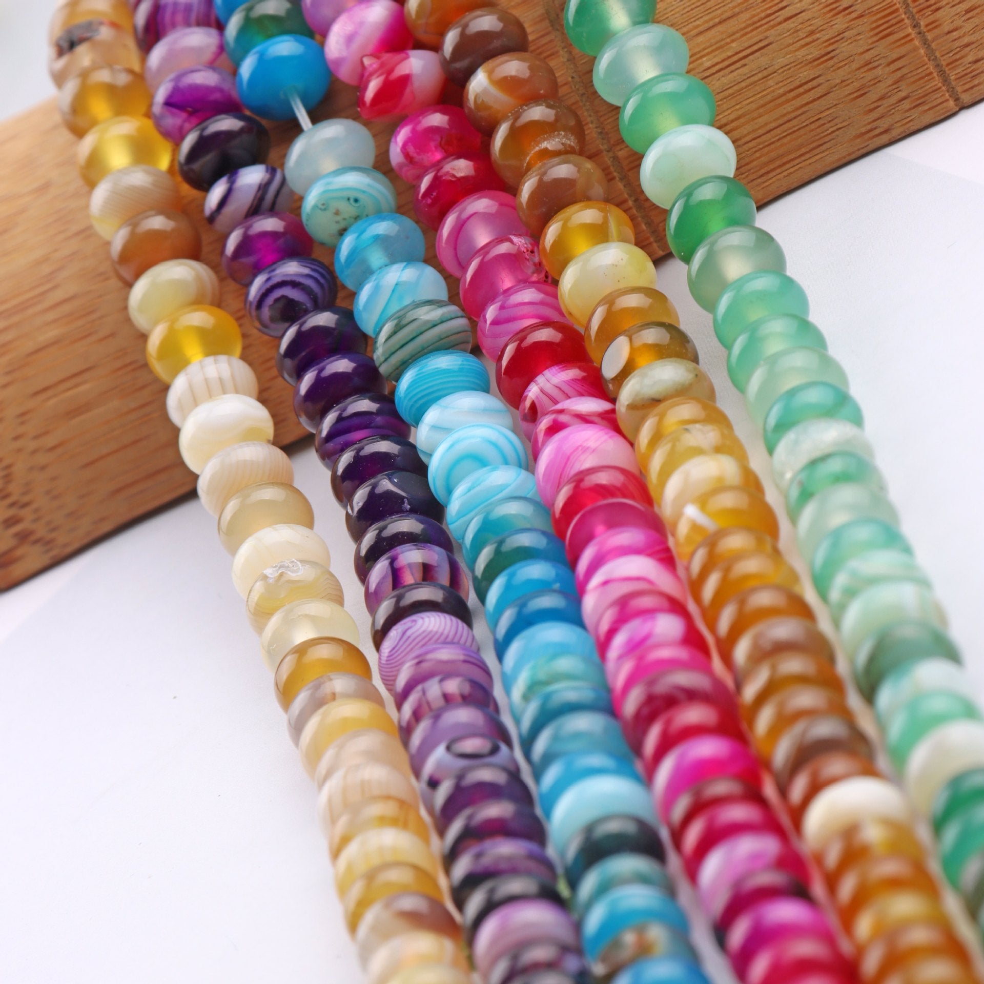 Handmade Natural Stone Beads With Crystal Inlay, Diameter 5mm For Jewelry Making