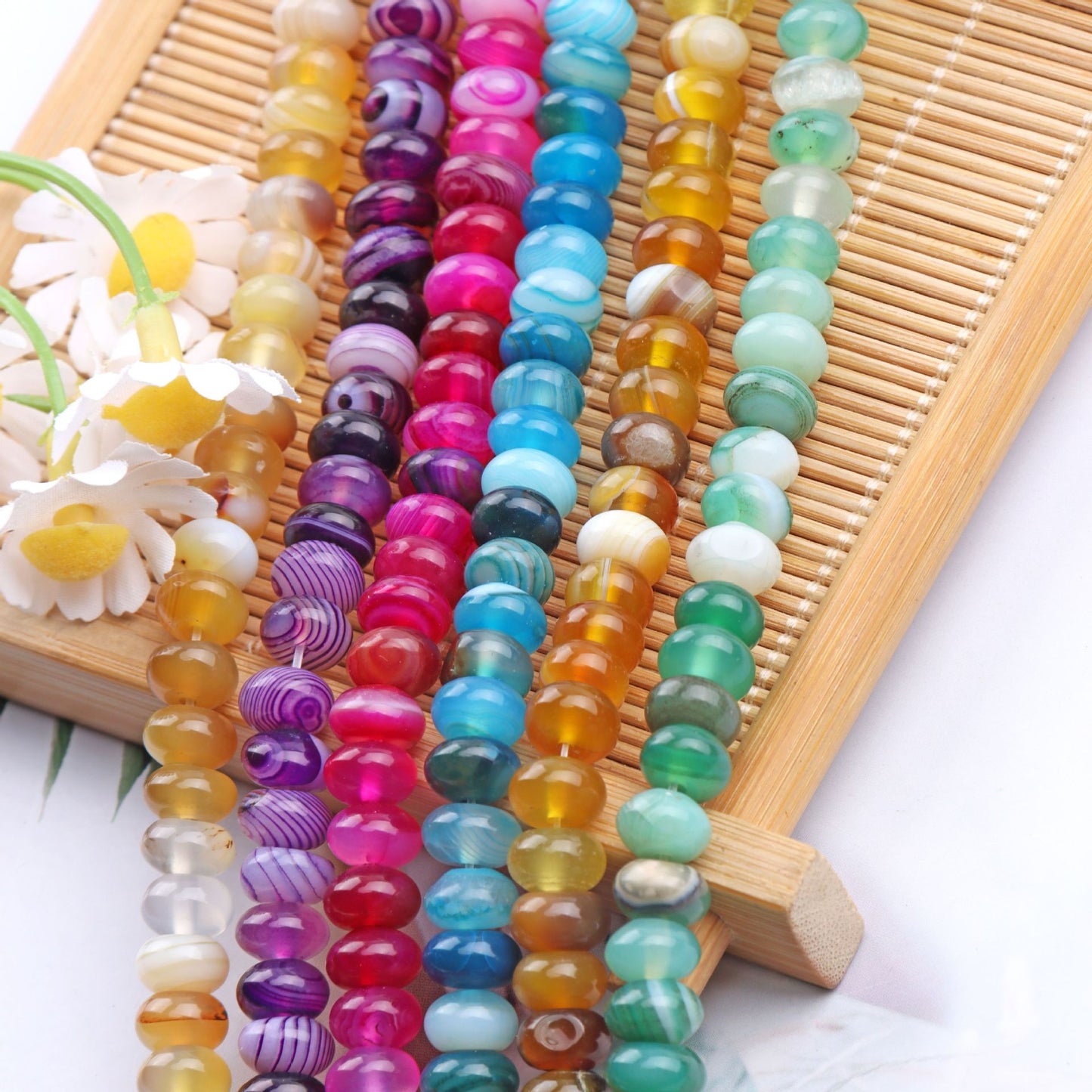 Handmade Natural Stone Beads With Crystal Inlay, Diameter 5mm For Jewelry Making