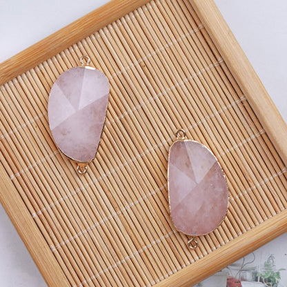 Handmade Rose Quartz Natural Stone Pendant With Baroque Style For Jewelry Making