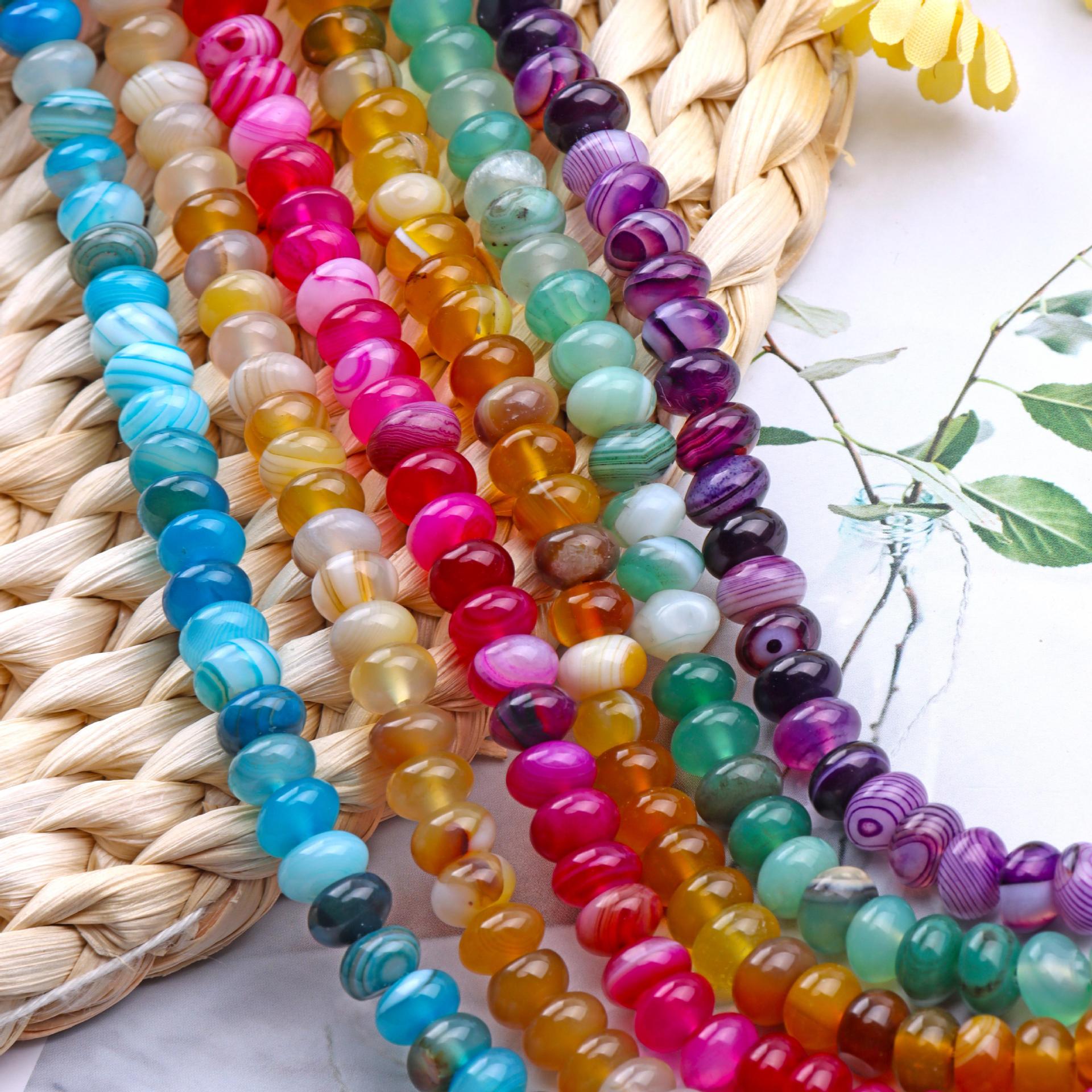 Handmade Natural Stone Beads With Crystal Inlay, Diameter 5mm For Jewelry Making