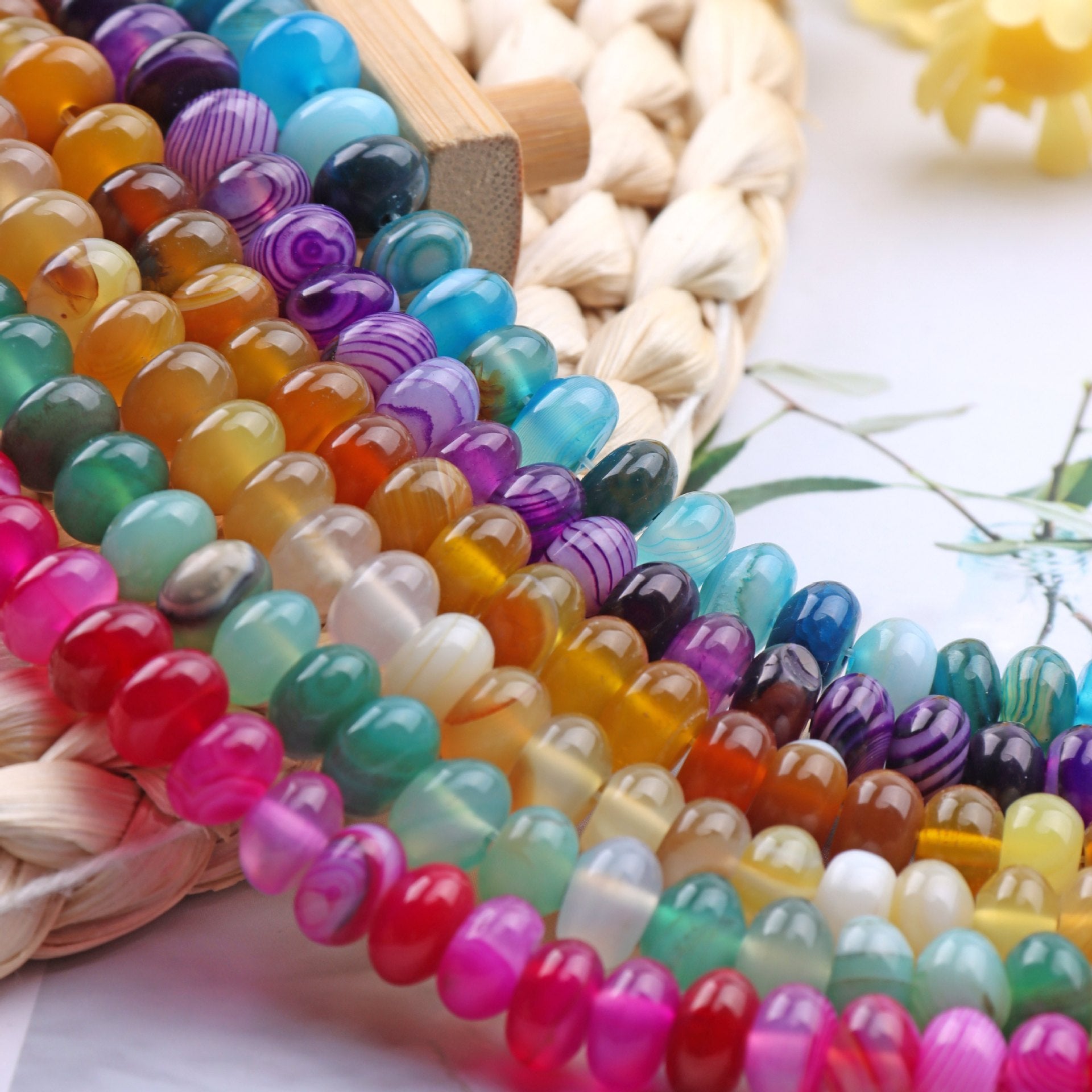 Handmade Natural Stone Beads With Crystal Inlay, Diameter 5mm For Jewelry Making