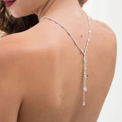 Simple Style Gold Crystal Necklace For Women With White Crystal Inlay And Elegant Box Chain