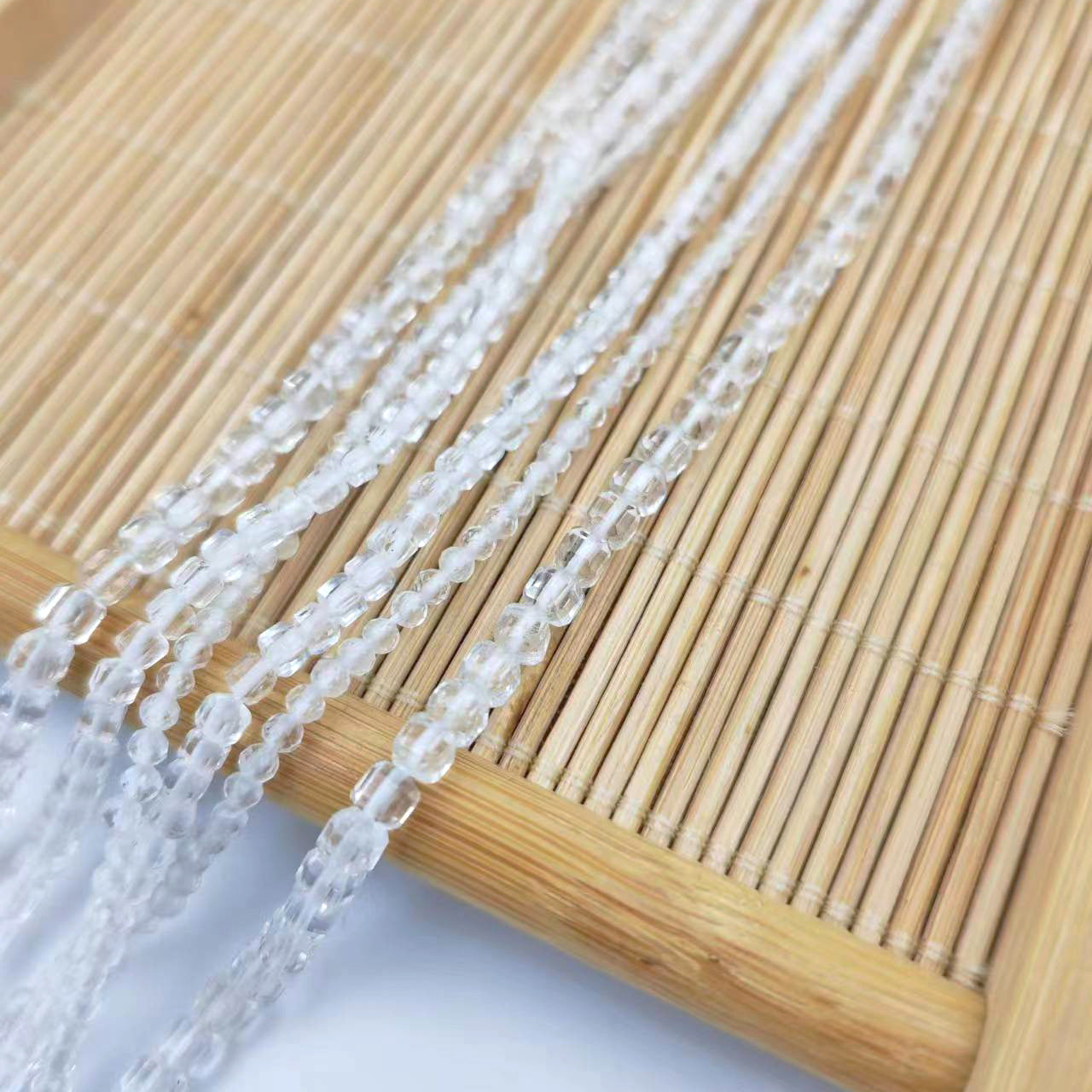 Square Crystal Beads With Hole Size 2~2.9mm Featuring White Crystal Inlay And Polished Finish, Available In White