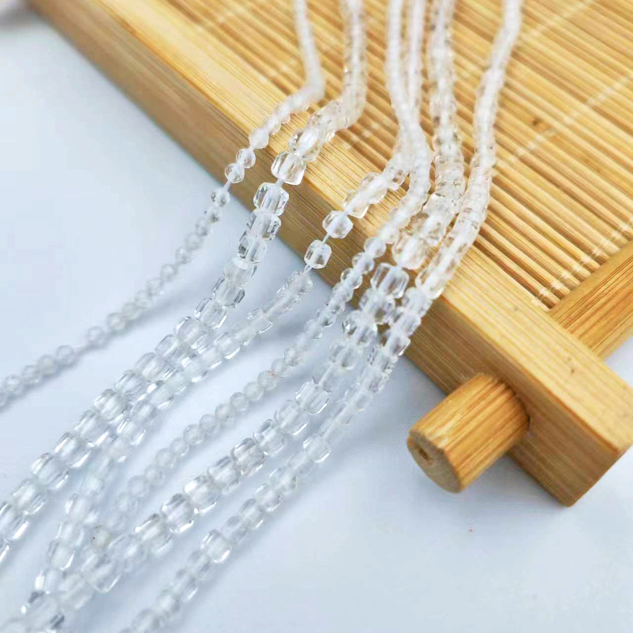 Square Crystal Beads With Hole Size 2~2.9mm Featuring White Crystal Inlay And Polished Finish, Available In White