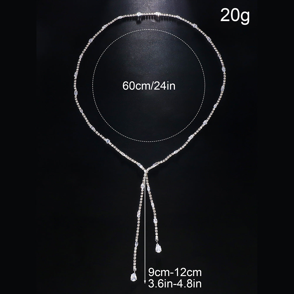 Simple Style Gold Crystal Necklace For Women With White Crystal Inlay And Elegant Box Chain